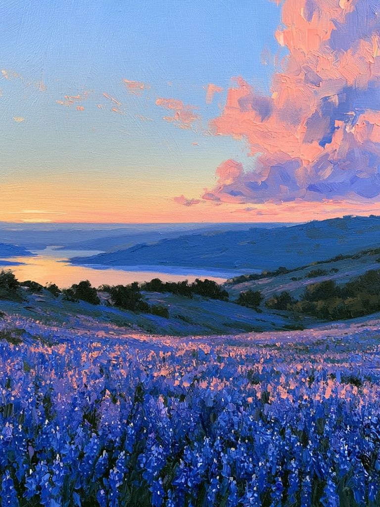 Lavender Hills Sunset Print. poster — nature art