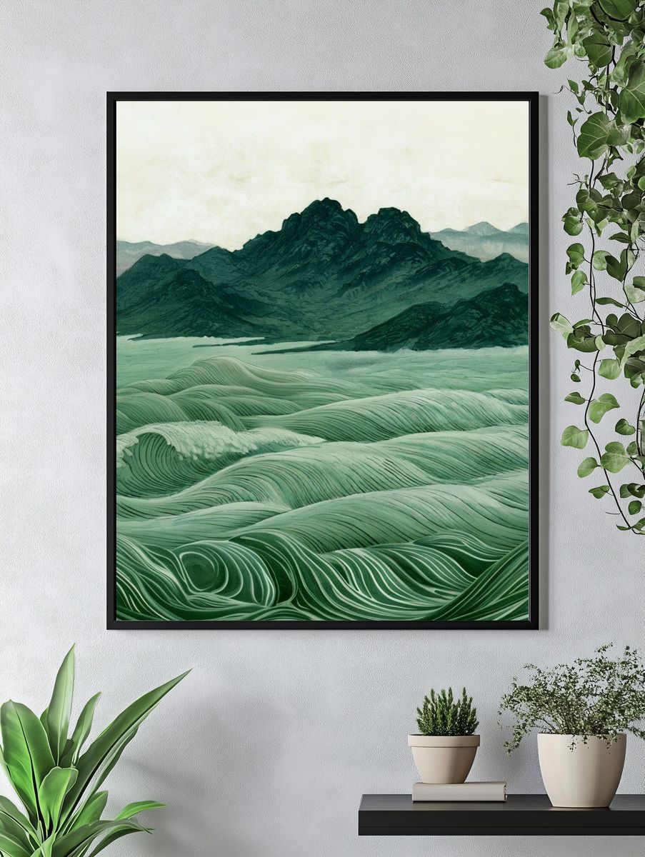 Emerald Mountain Waves Print. — room view 4