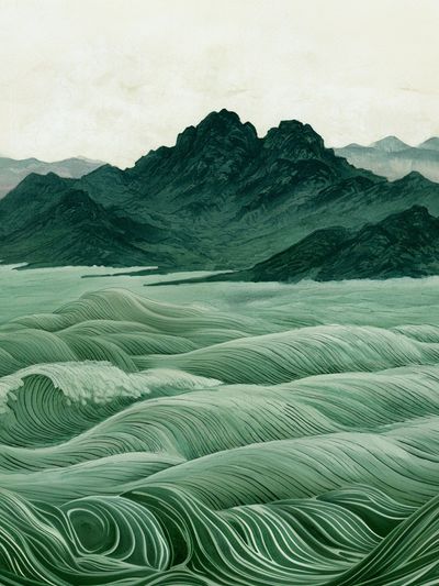 Emerald Mountain Waves Print.