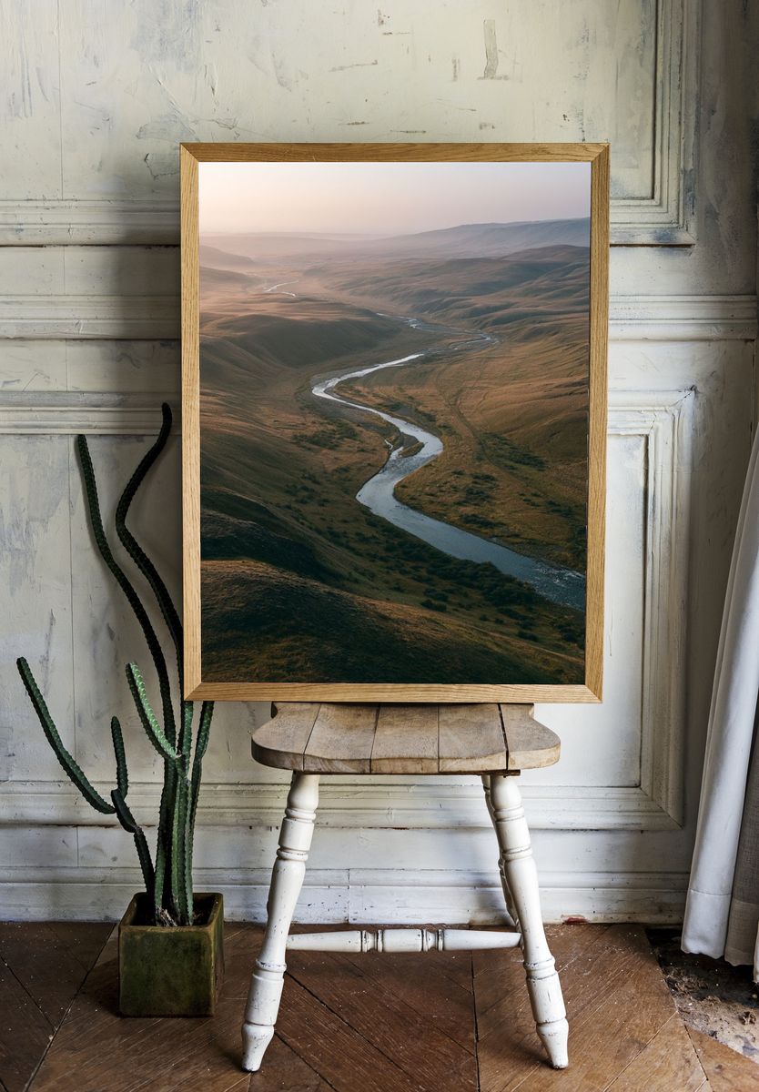 Winding River Valley Photography Poster. — room view 1