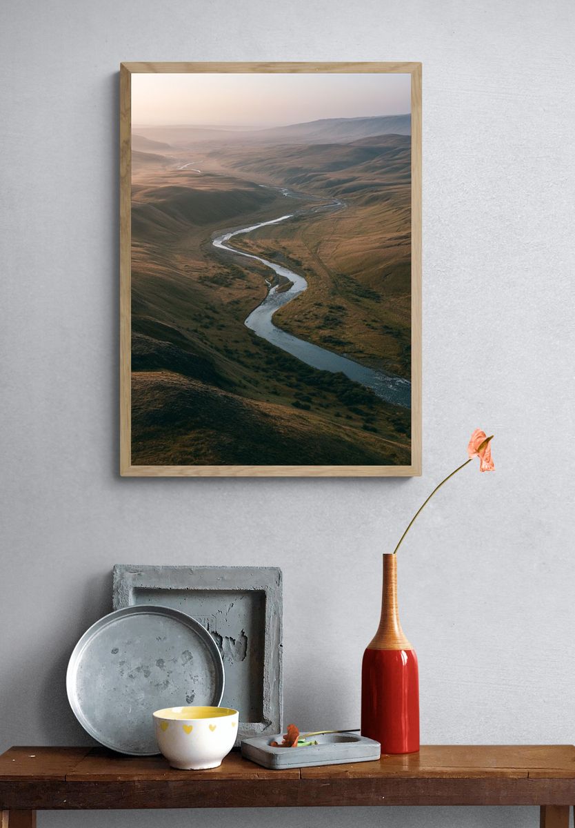 Winding River Valley Photography Poster. — room view 3