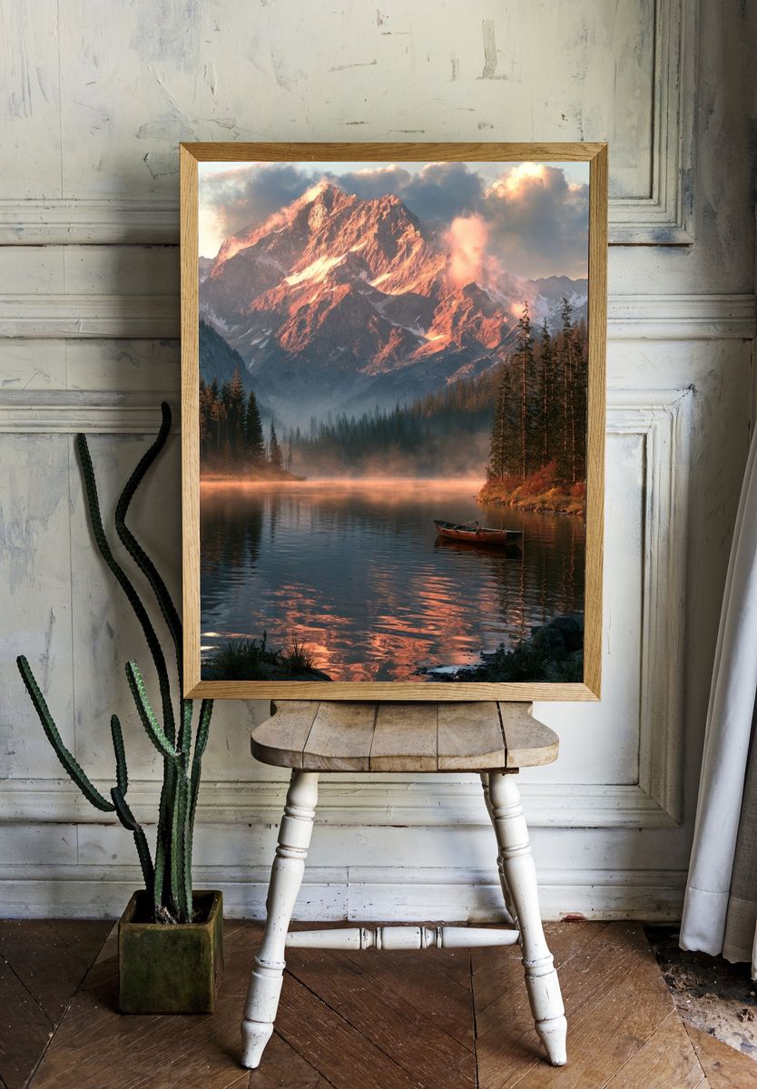 Alpine Lake Sunrise Photography Poster. room preview