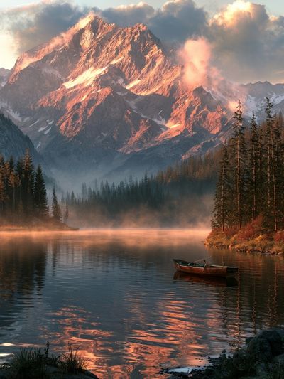 Alpine Lake Sunrise Photography Poster.