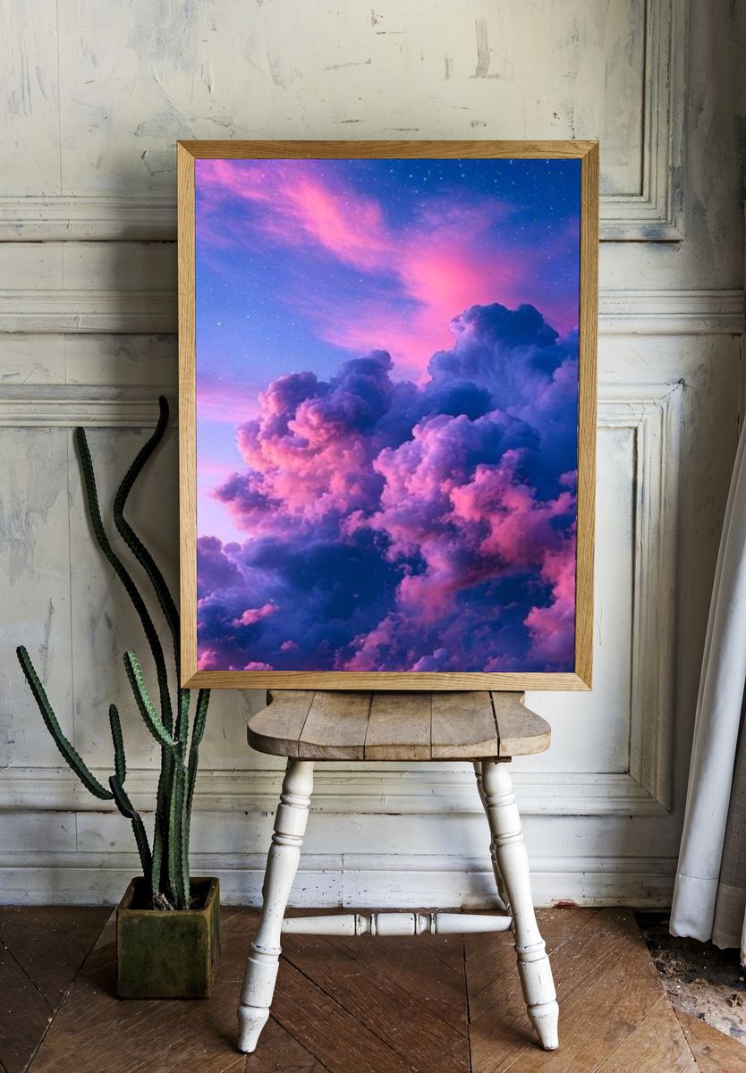 Pink Cloudscape Sky Poster. room preview