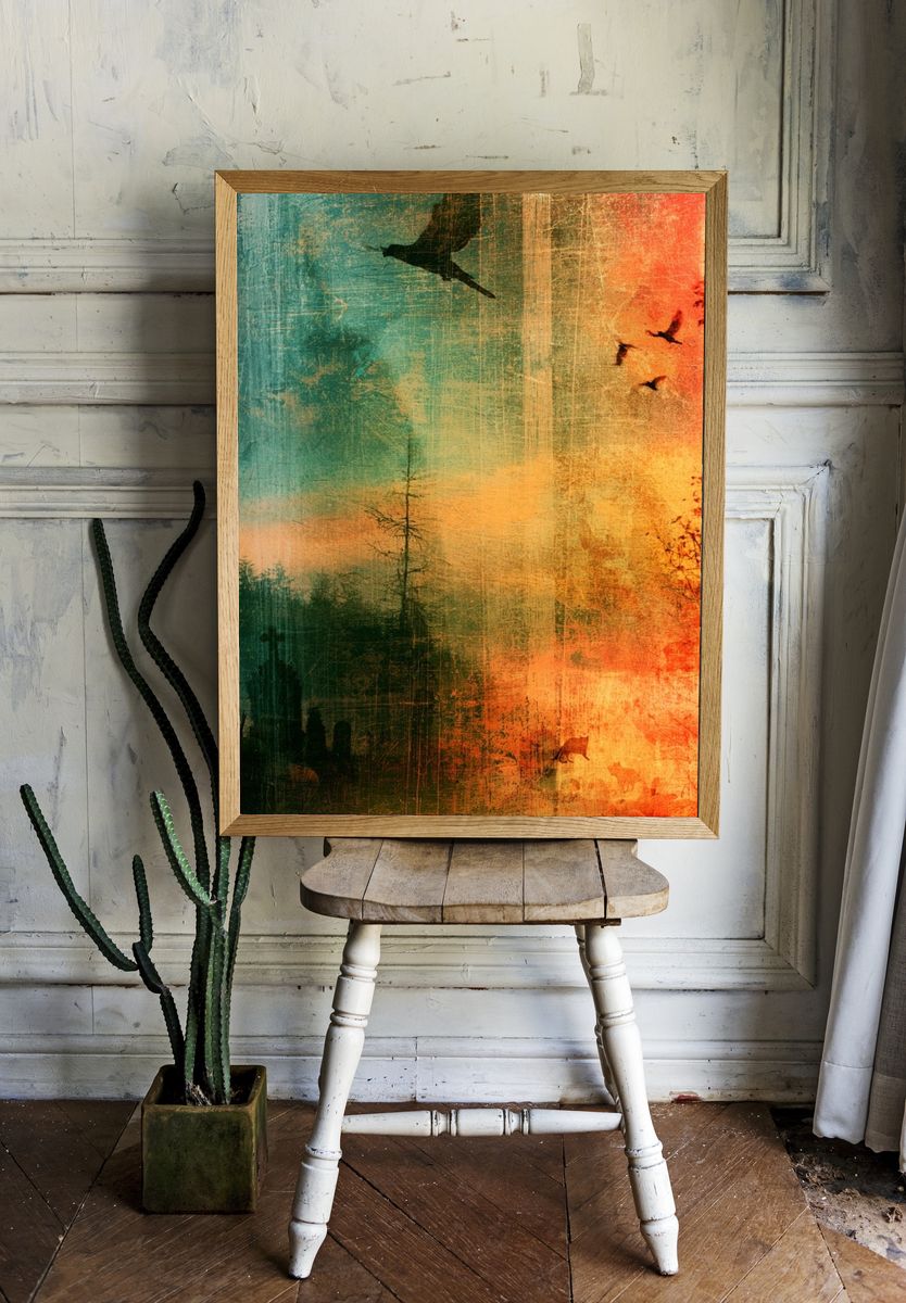 Autumn Forest Silhouettes Print. — room view 1