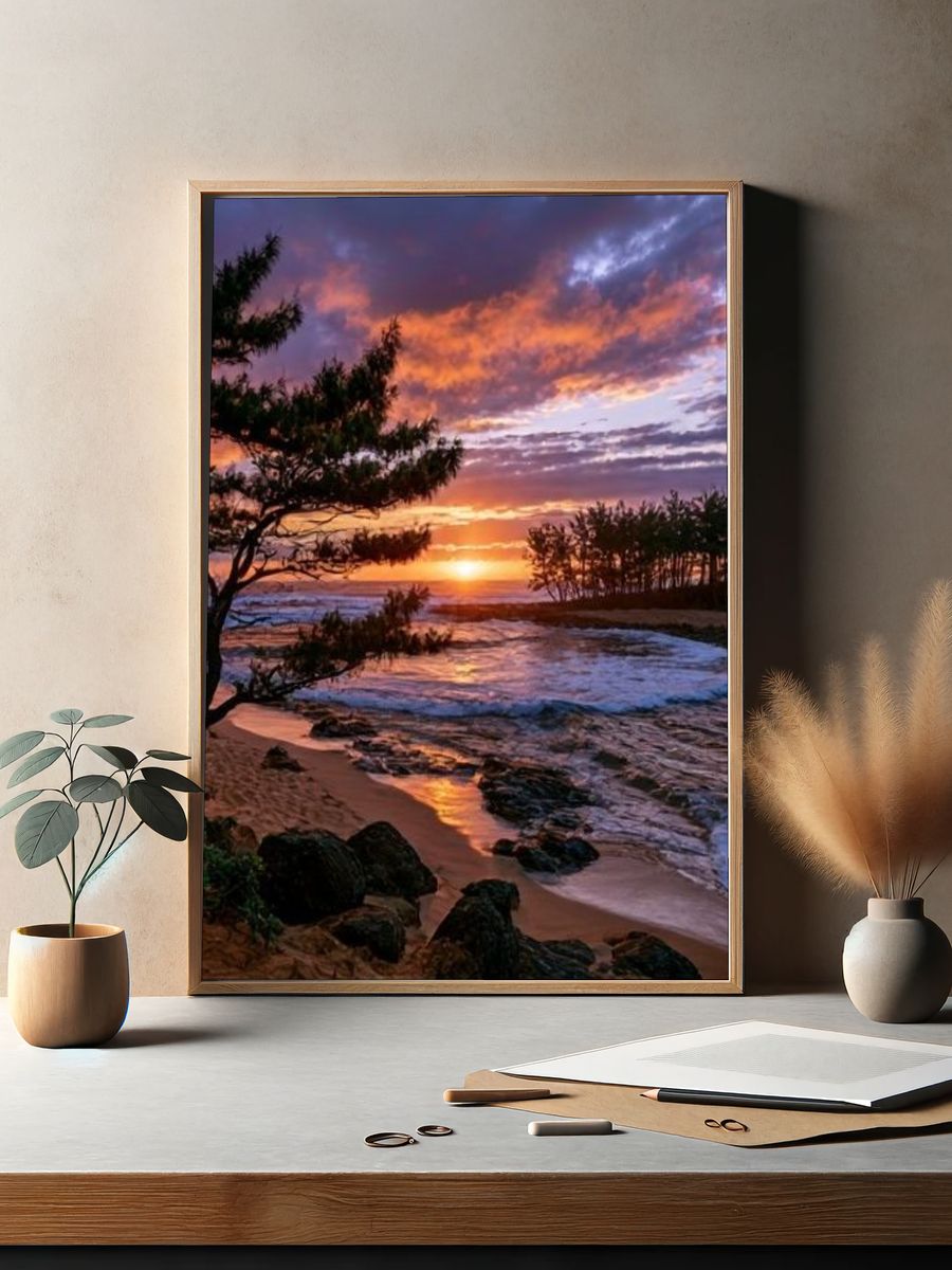 Sunset Beach Landscape Poster. — room view 2