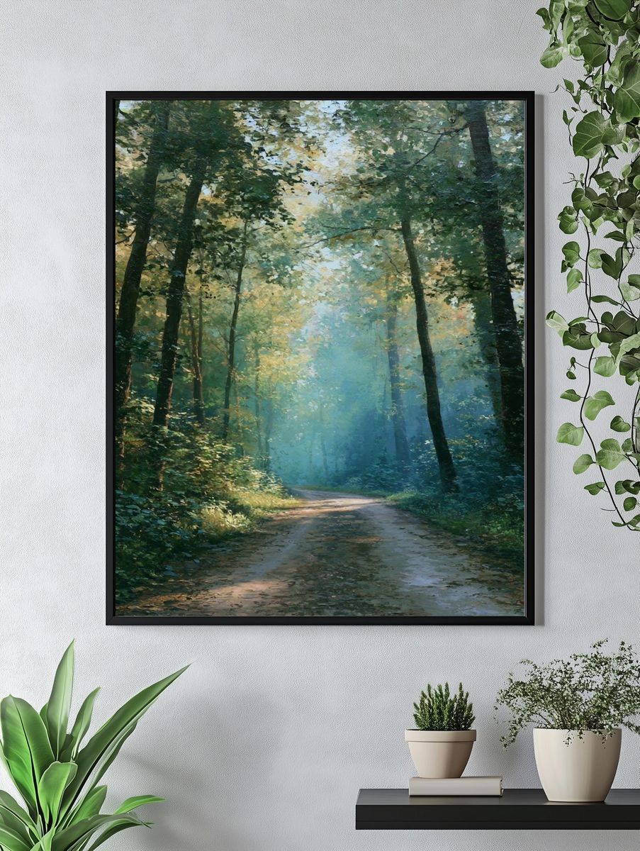 Misty Forest Path — Fine-Art Print. — room view 4