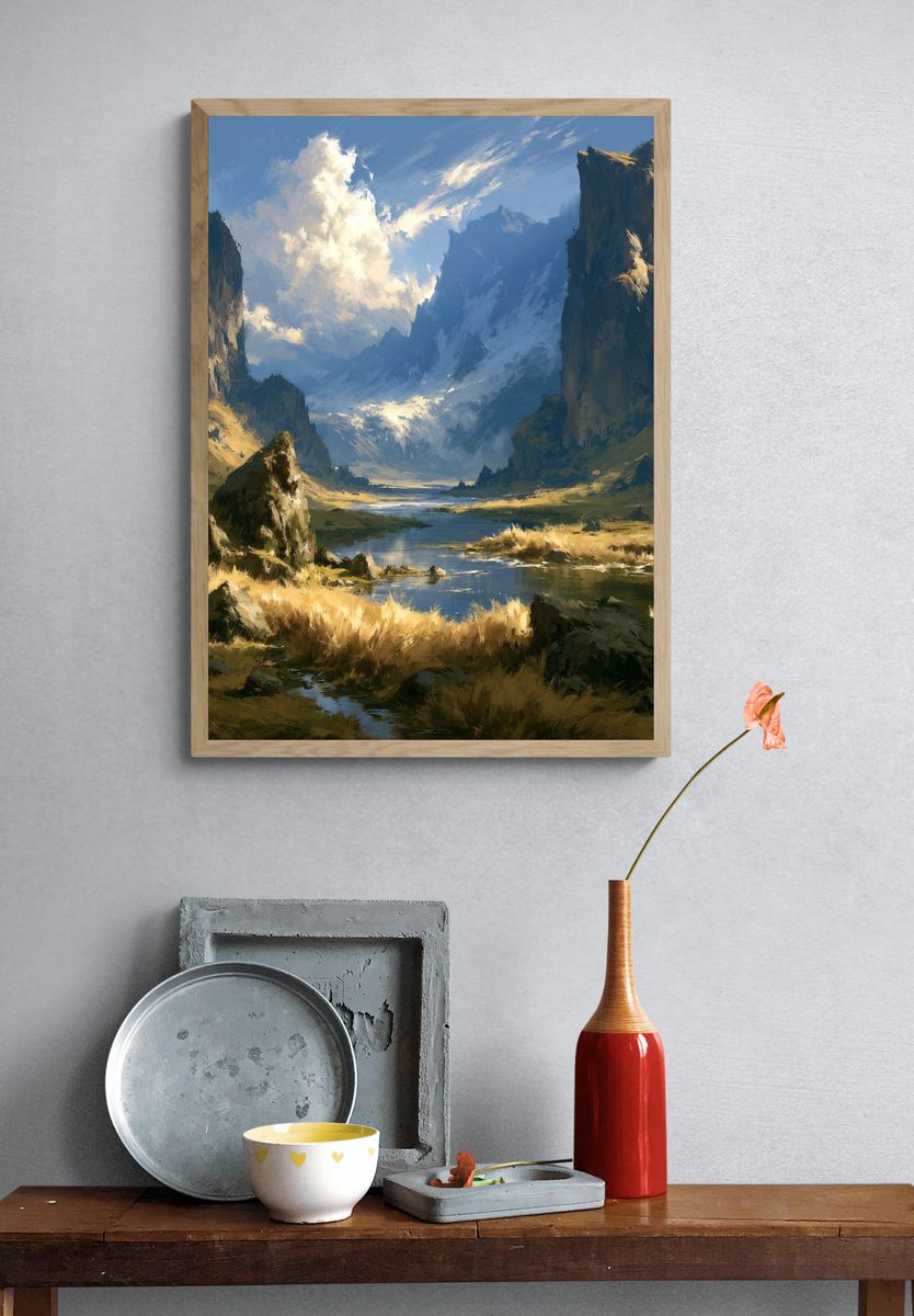 Mountain Valley Landscape Print. — room view 3