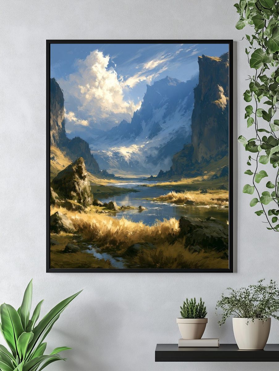 Mountain Valley Landscape Print. — room view 4