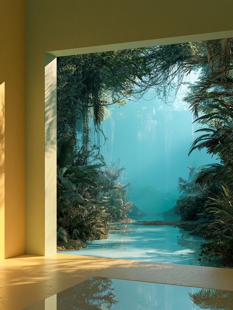 Tropical Jungle Lagoon Print. poster — nature art