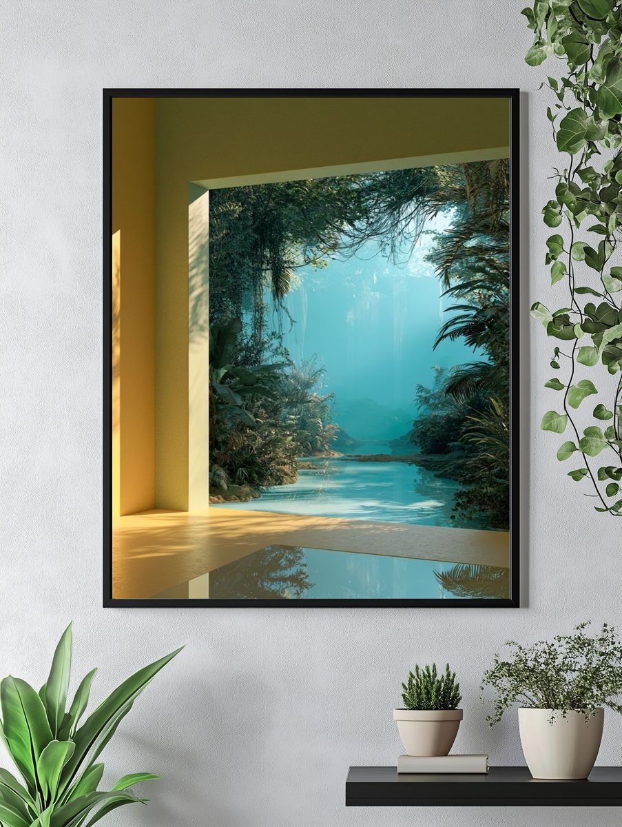 Tropical Jungle Lagoon Print. — room view 4