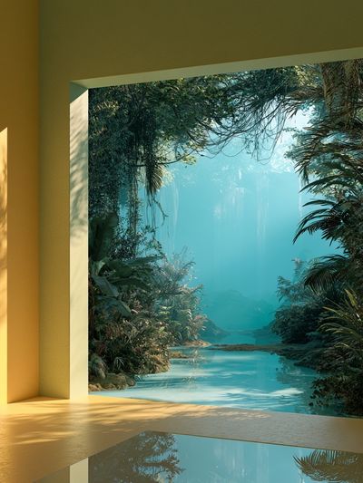Tropical Jungle Lagoon Print.