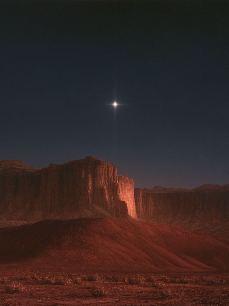Desert Moonlit Mesa Print. poster — nature art
