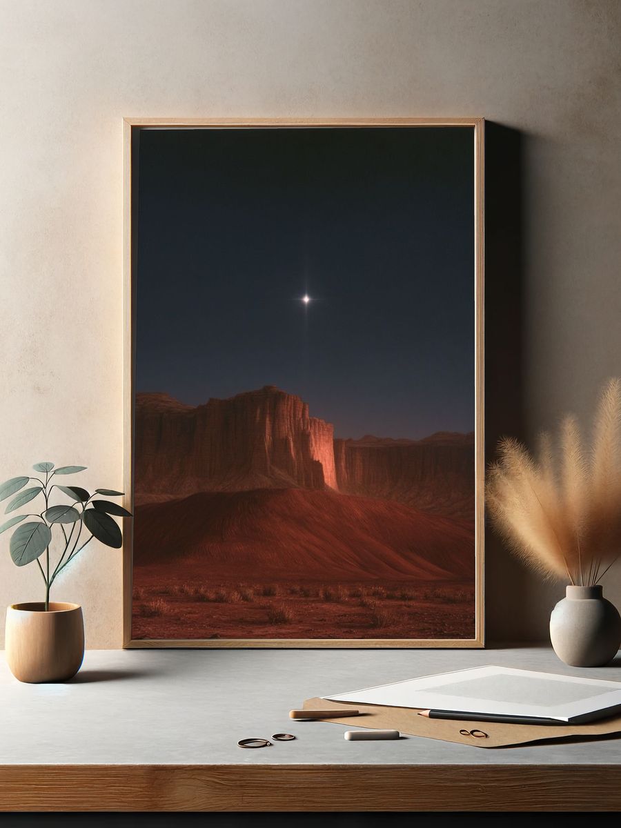 Desert Moonlit Mesa Print. — room view 2