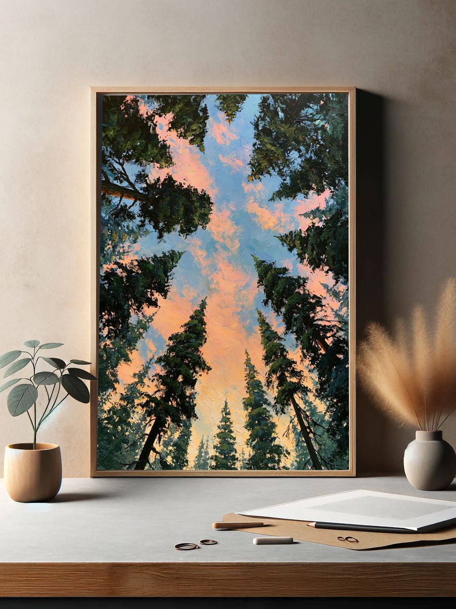 Sunset Forest Canopy — Impressionist Print. — room view 2