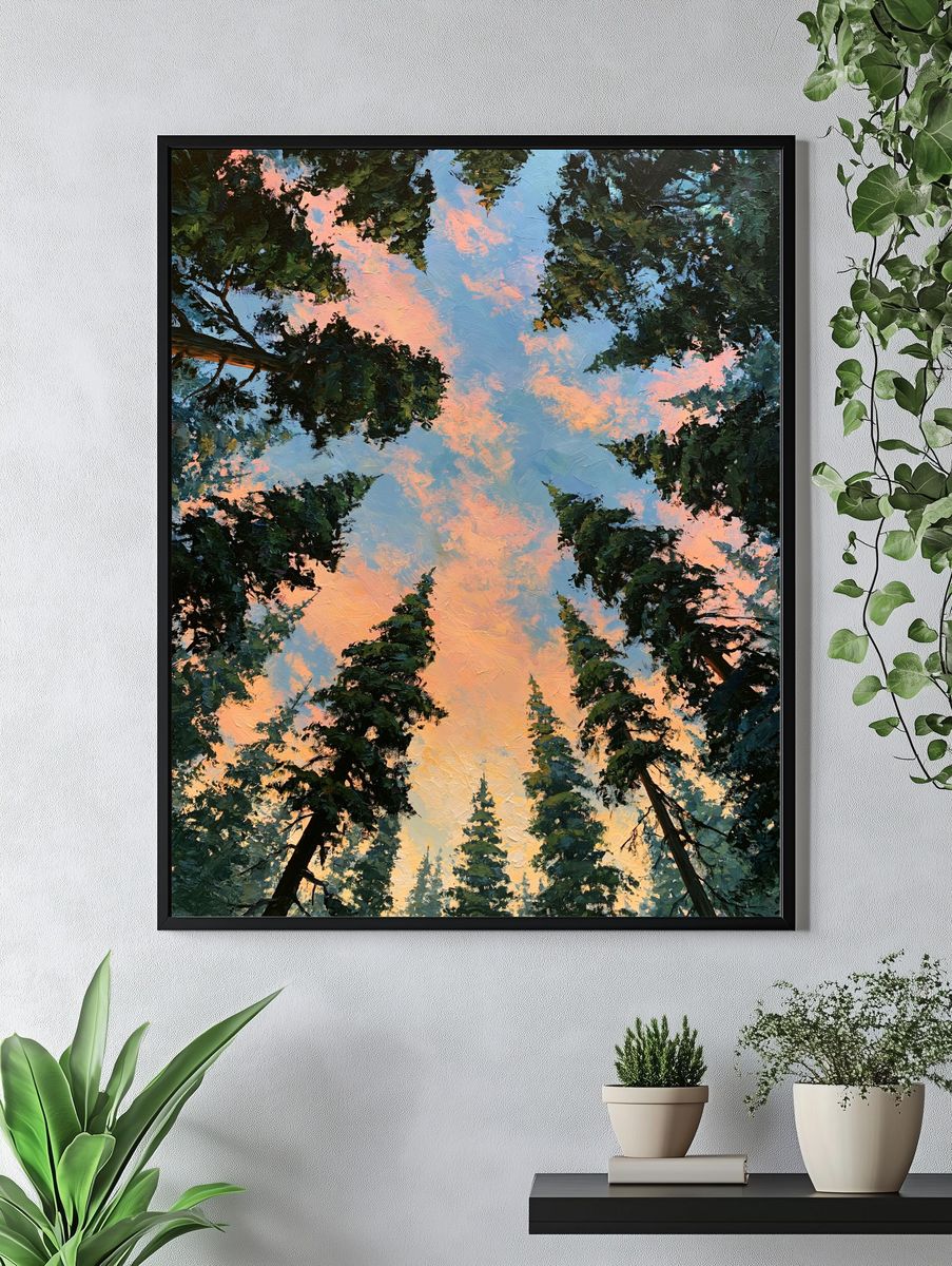 Sunset Forest Canopy — Impressionist Print. — room view 4