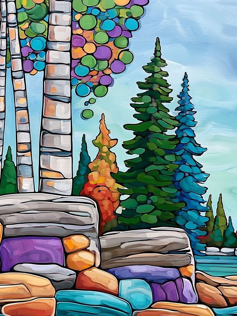 Colorful Forest Landscape Print. poster detail