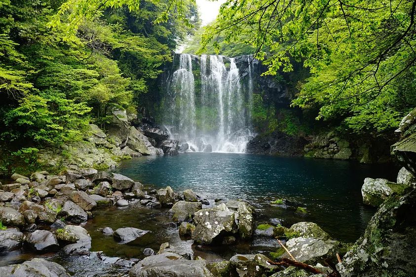 Cheonjiyeon waterfall Jeju island, Korea. poster detail
