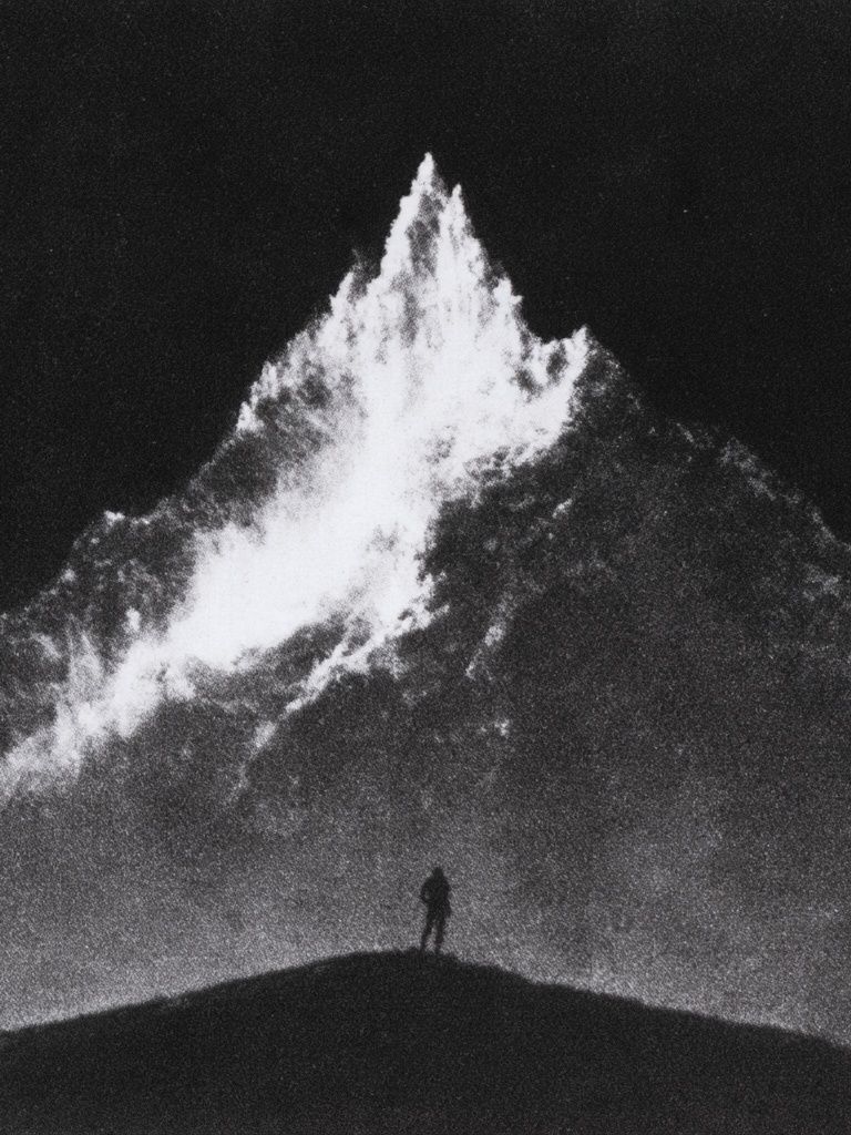 Moonlit Mountain Silhouette Print. poster — nature art