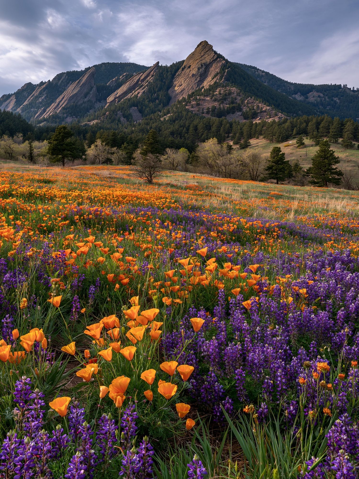 Wildflower Meadow Mountain Landscape Poster. poster detail