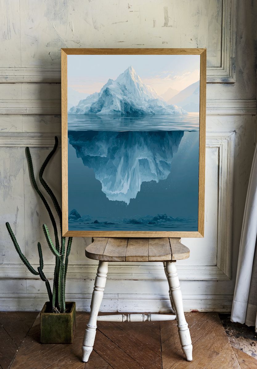 Iceberg Ocean Landscape Print. — room view 1