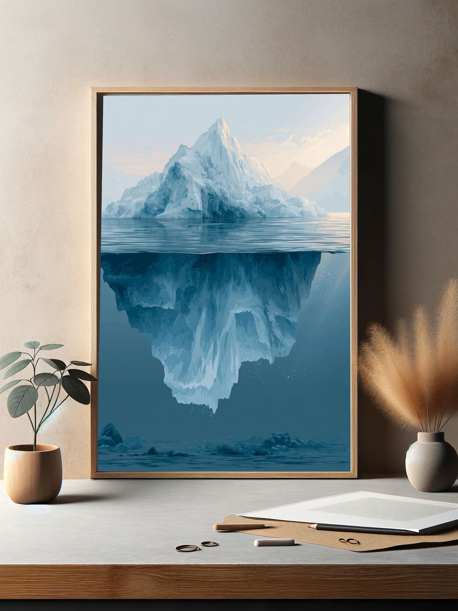 Iceberg Ocean Landscape Print. — room view 2