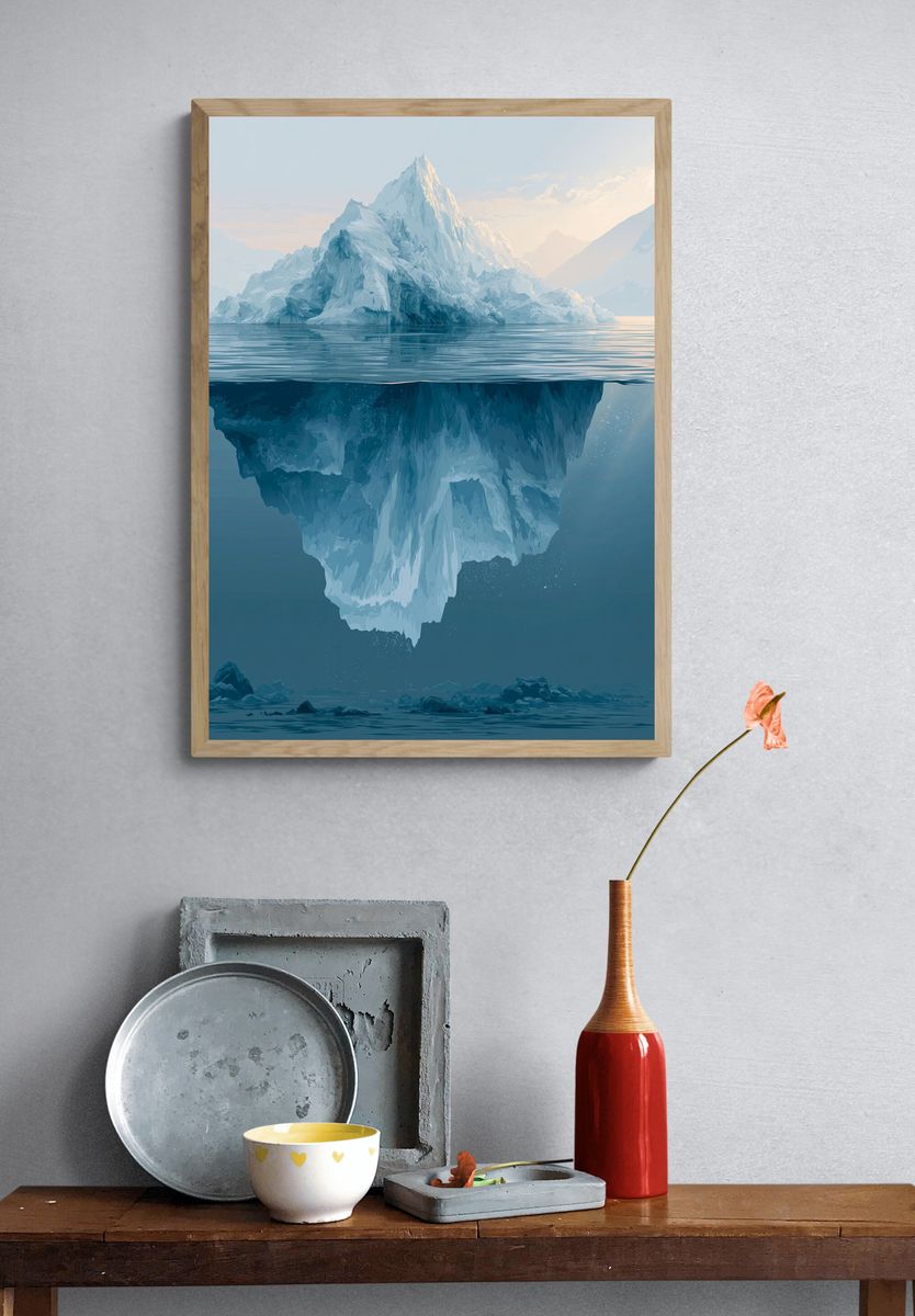 Iceberg Ocean Landscape Print. — room view 3