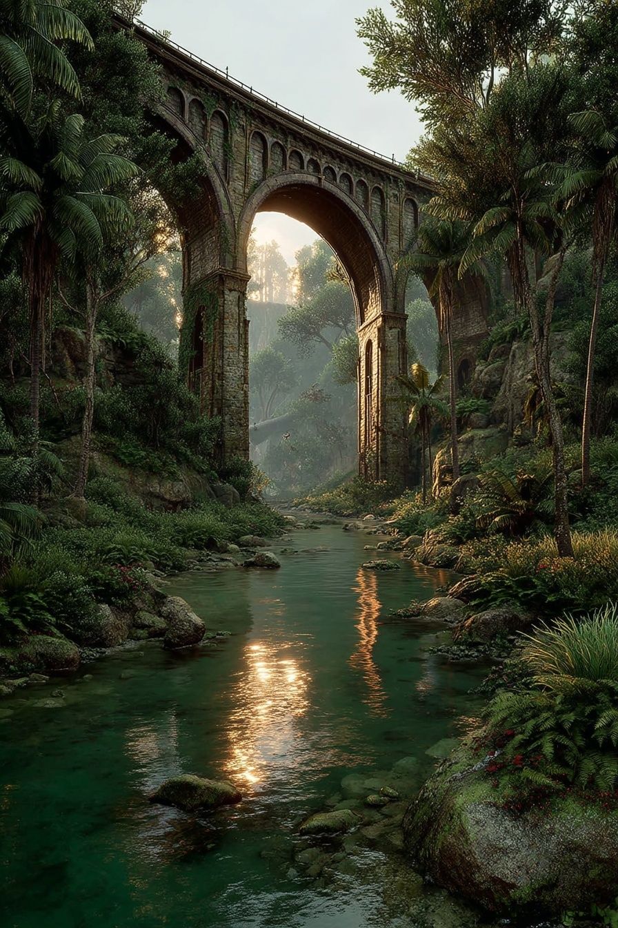 Jungle Viaduct Landscape Poster. poster detail