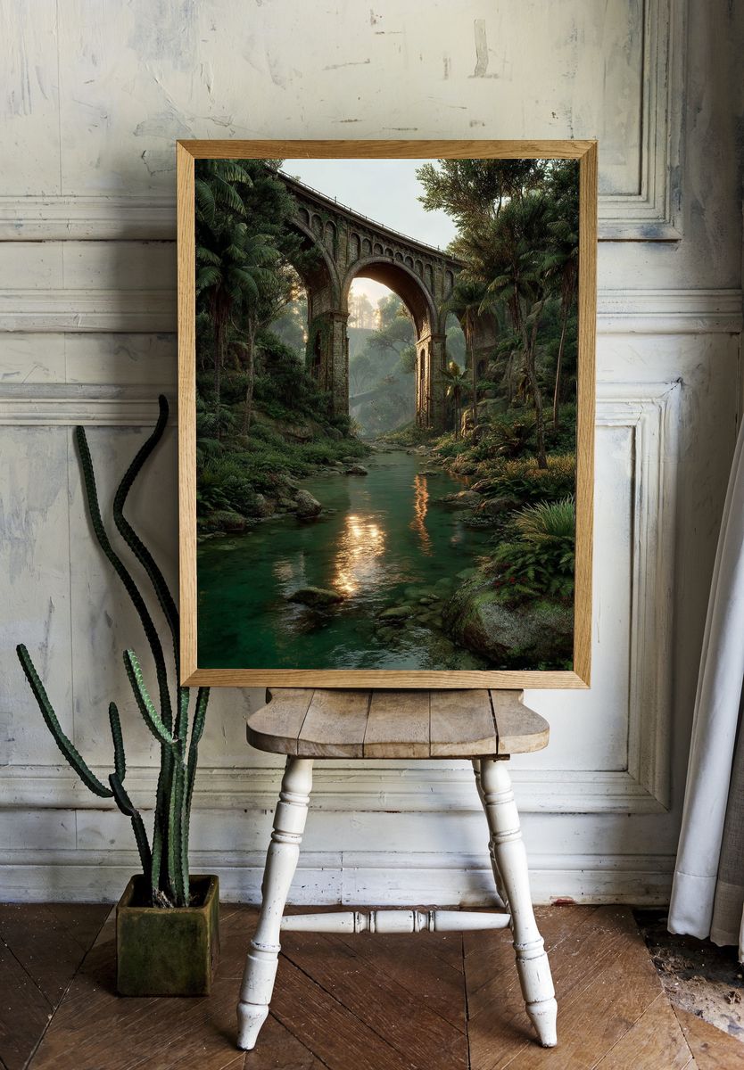 Jungle Viaduct Landscape Poster. — room view 1