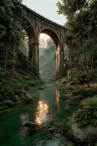 Jungle Viaduct Landscape Poster.