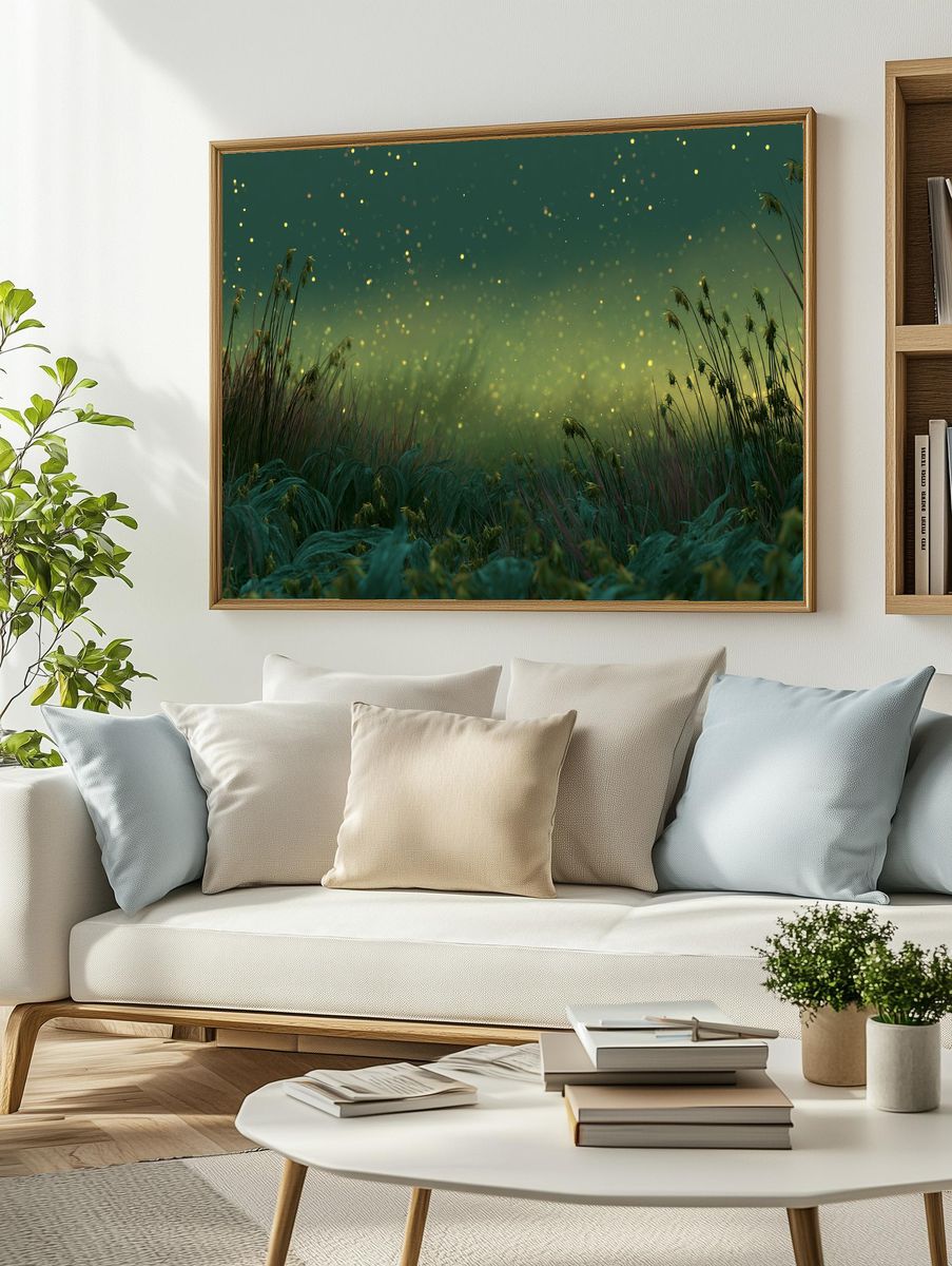Glowing Meadow Nightscape Print. — room view 2