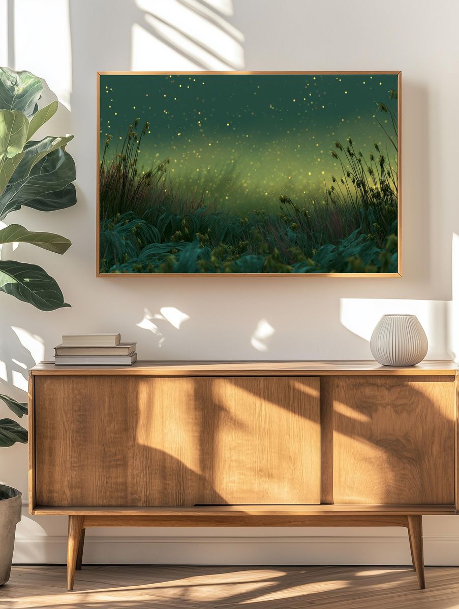 Glowing Meadow Nightscape Print. — room view 3