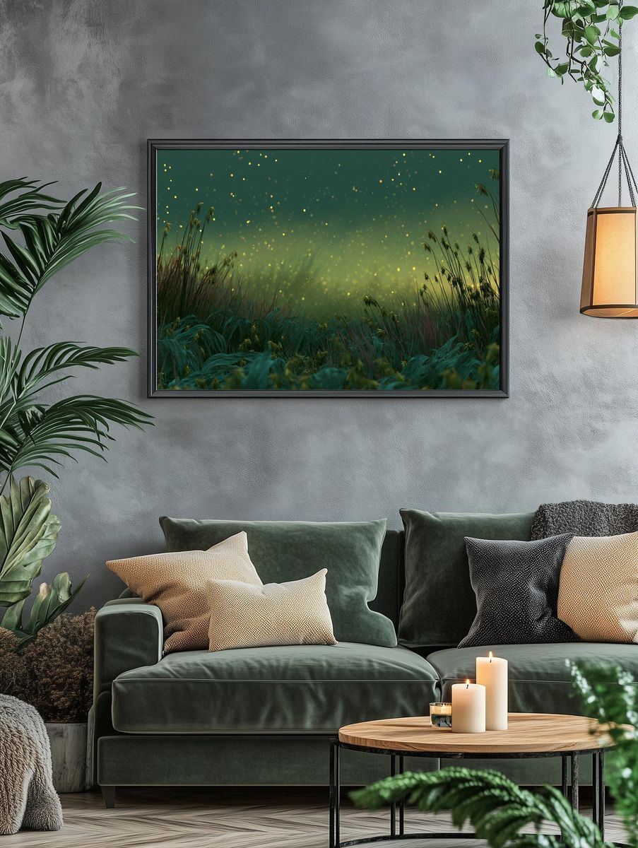 Glowing Meadow Nightscape Print. — room view 4