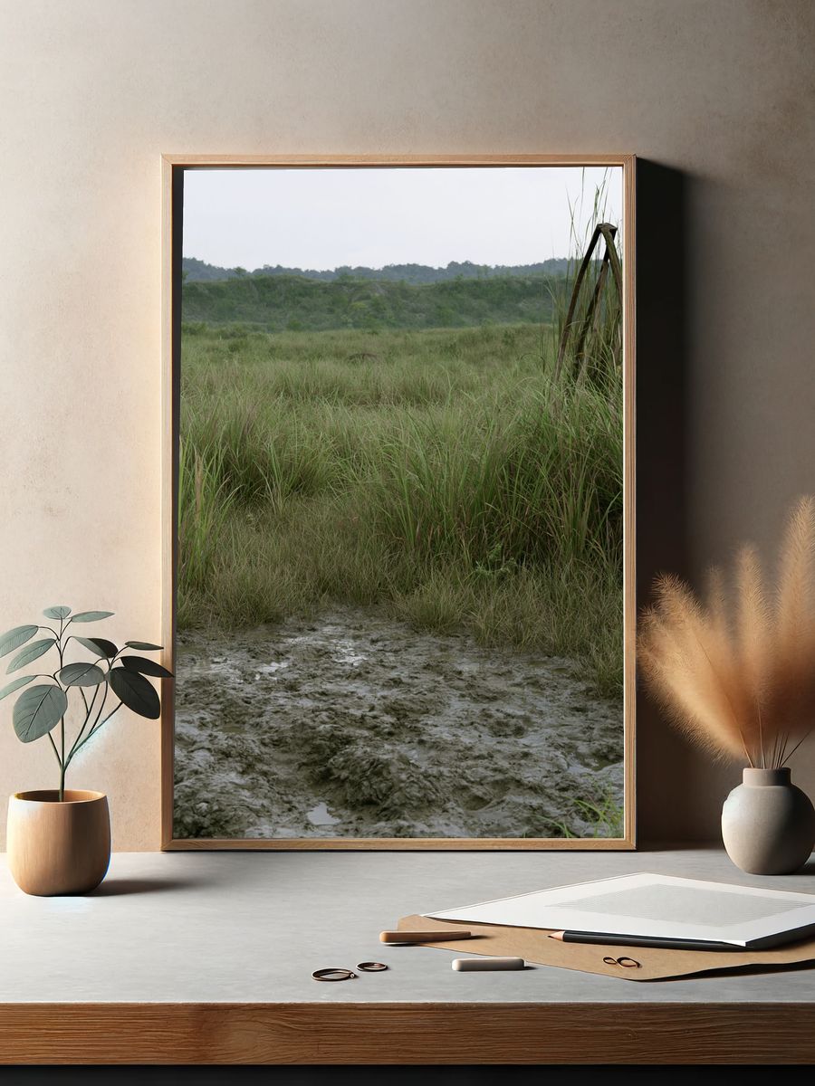 Misty Marshland Landscape Poster. — room view 2