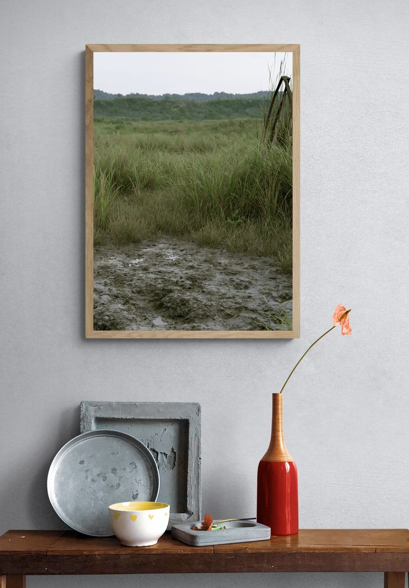 Misty Marshland Landscape Poster. — room view 3