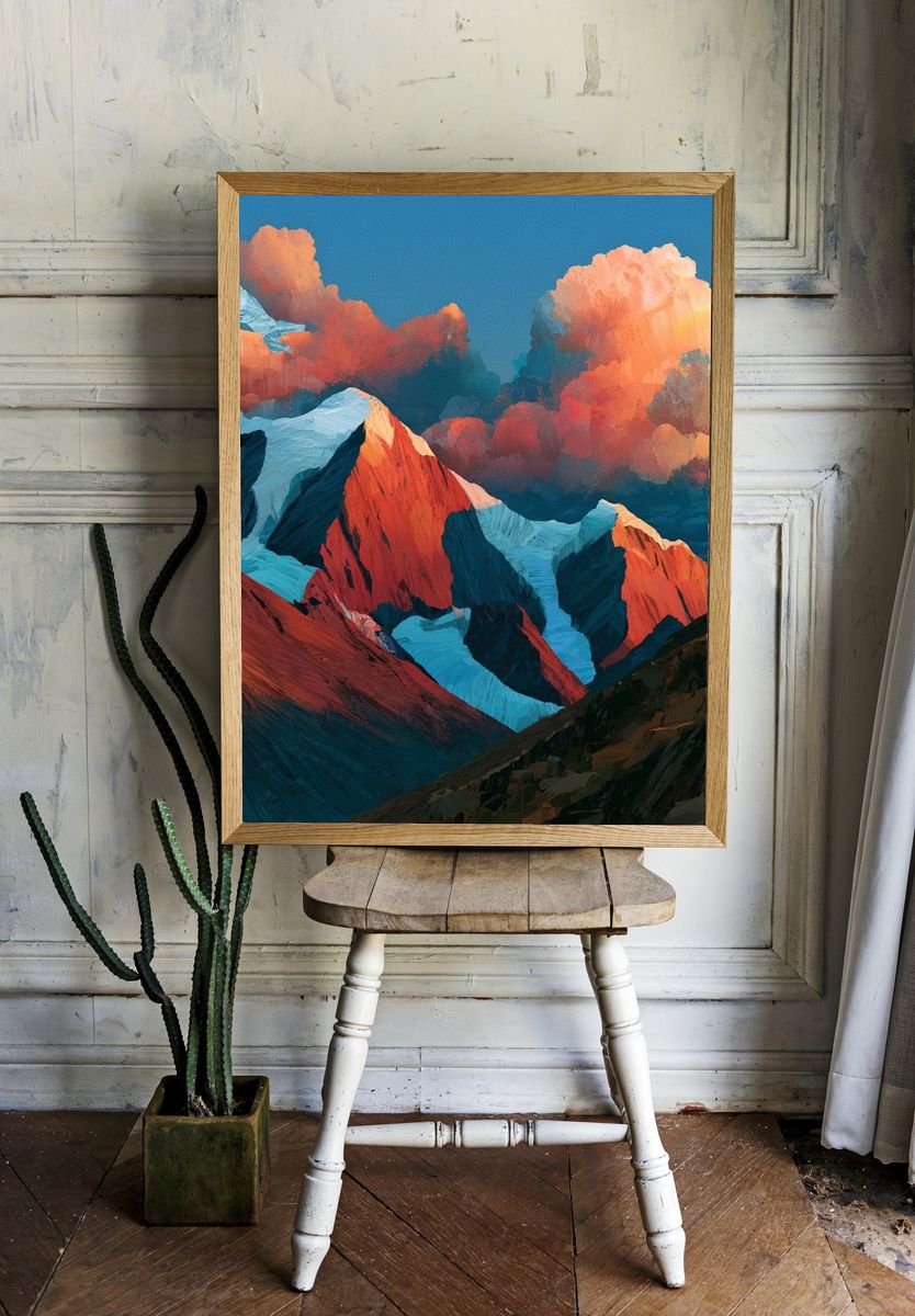 Alpine Peaks Abstract Landscape Poster. — room view 1