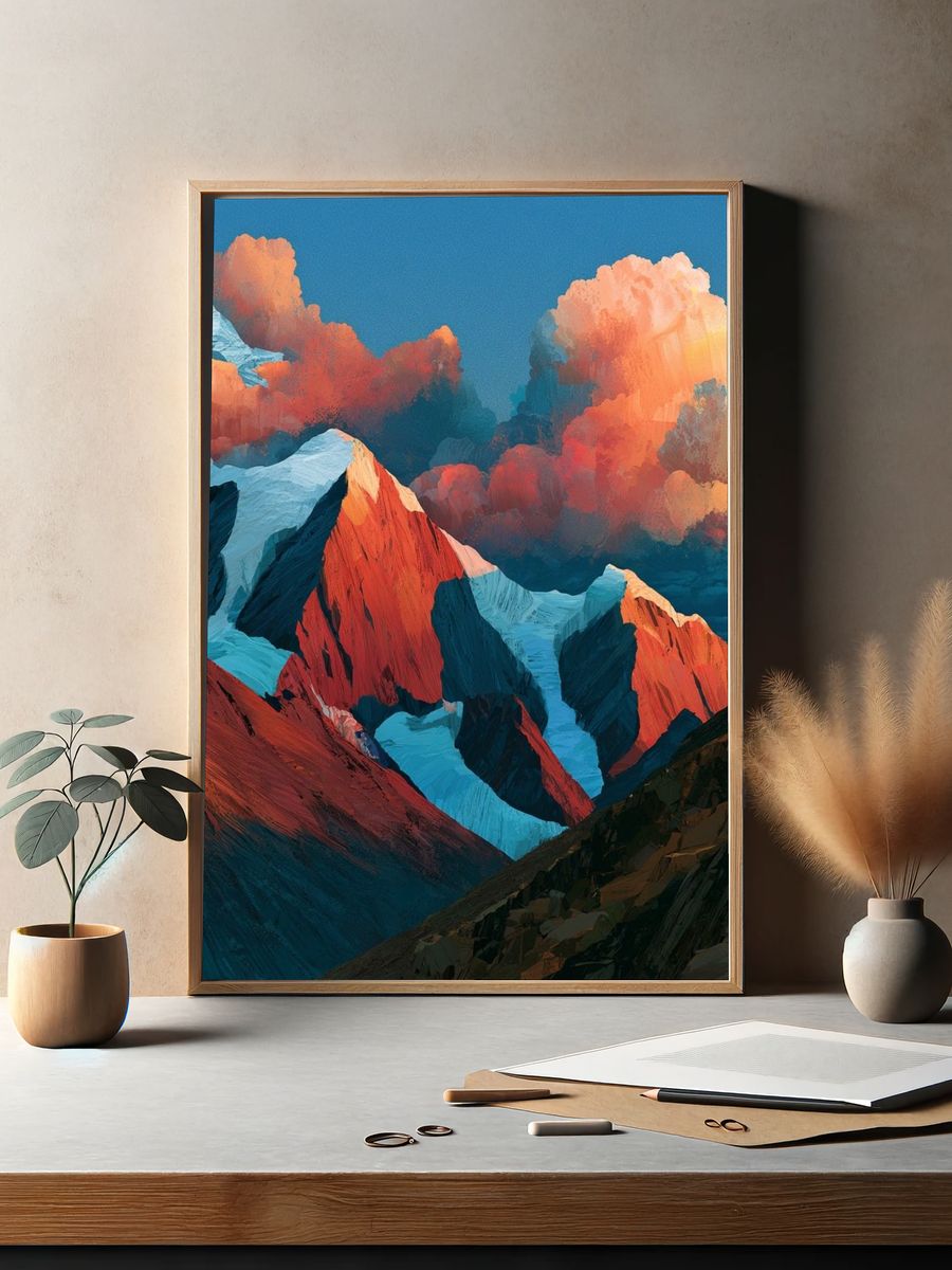 Alpine Peaks Abstract Landscape Poster. — room view 2