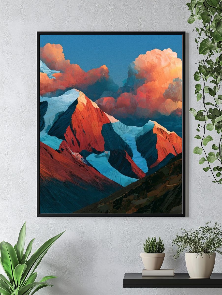 Alpine Peaks Abstract Landscape Poster. — room view 4