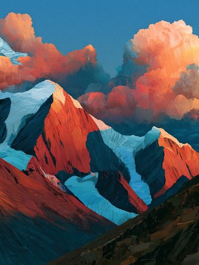 Alpine Peaks Abstract Landscape Poster.