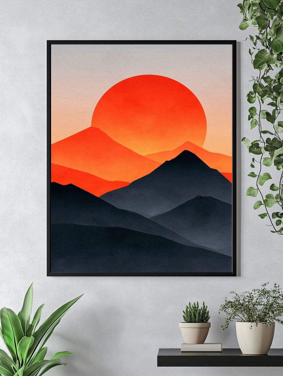 Sunset Mountains Abstract Print. — room view 4