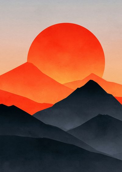 Sunset Mountains Abstract Print.