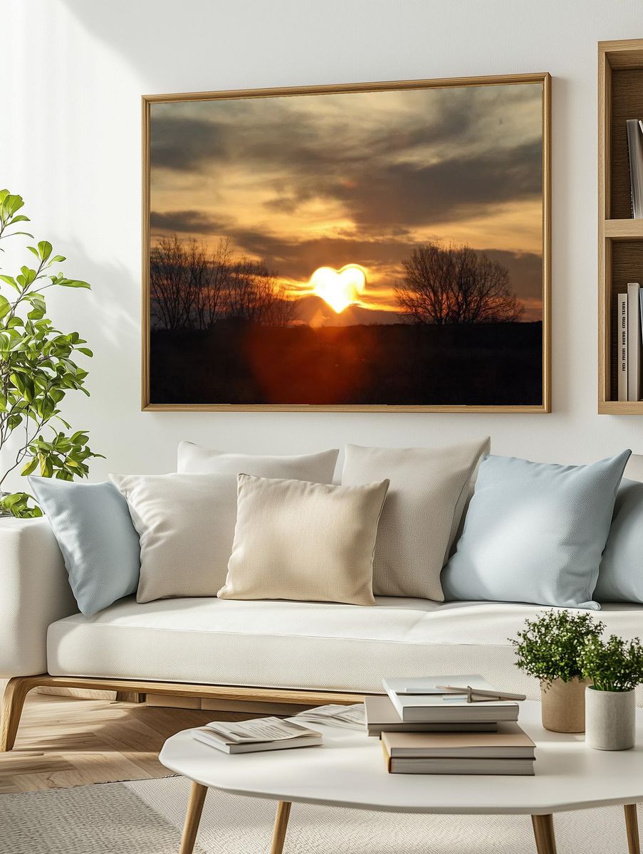 Evening background, heart shaped sun. — room view 2