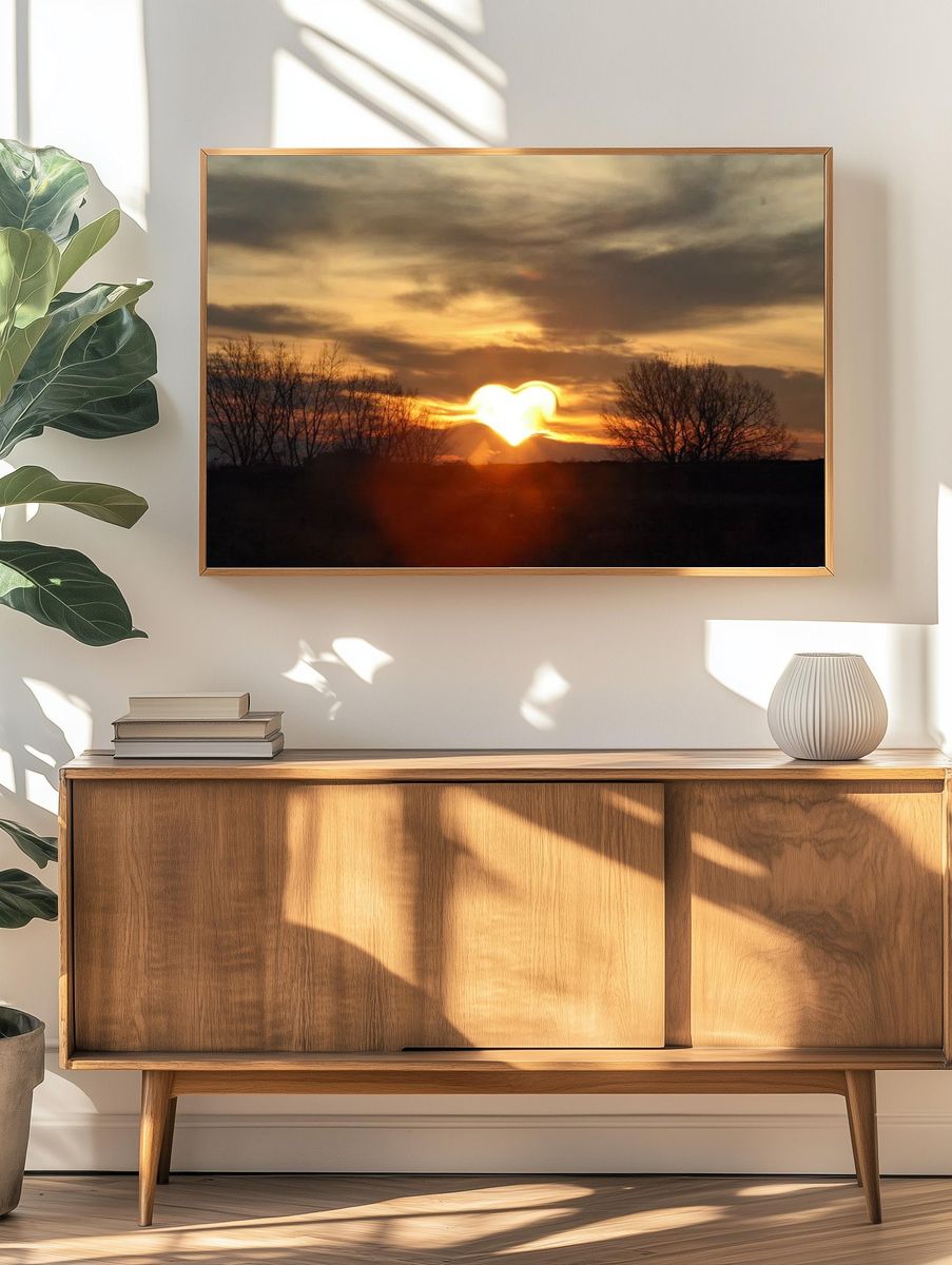 Evening background, heart shaped sun. — room view 3