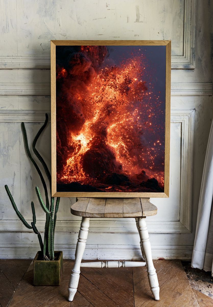 Volcanic Eruption Photography Poster. — room view 1