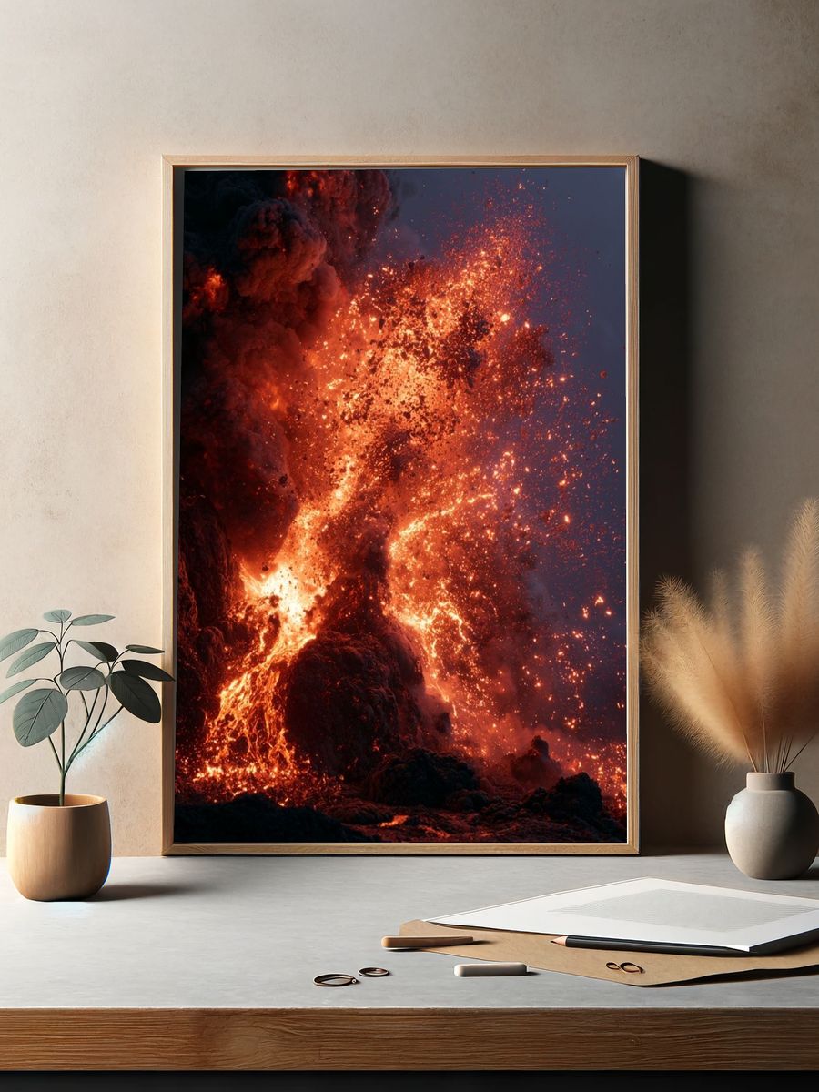 Volcanic Eruption Photography Poster. — room view 2