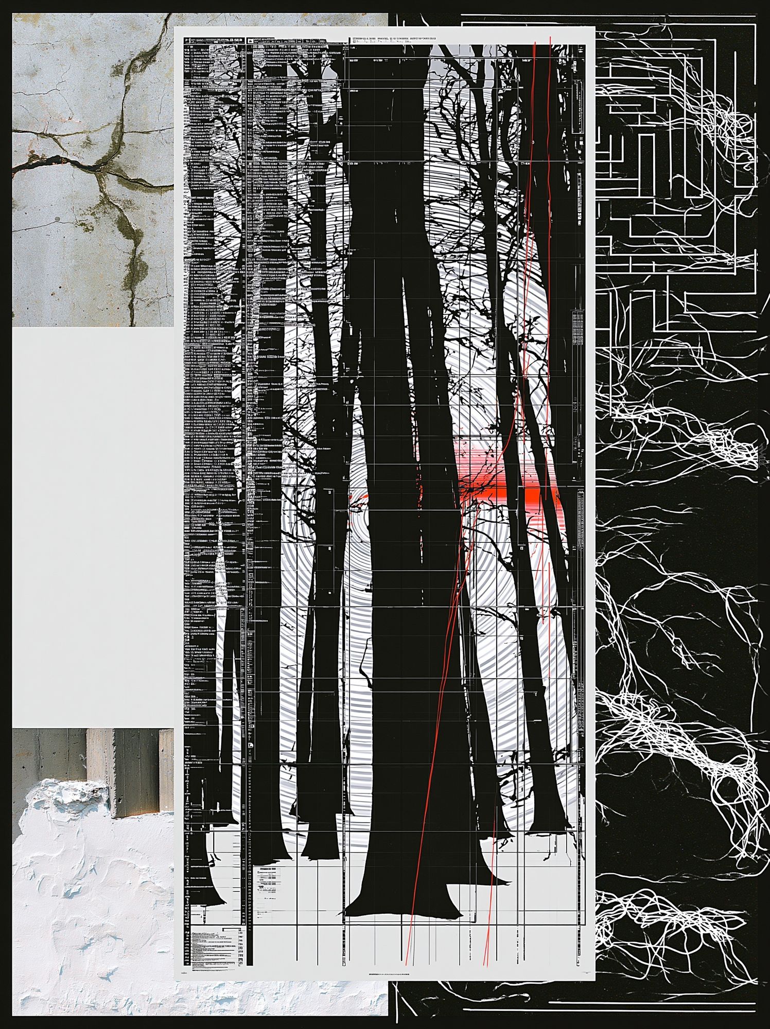 Monochrome Forest Grid Poster. poster detail