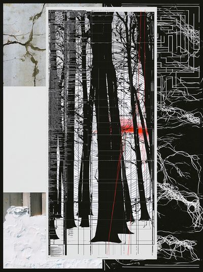 Monochrome Forest Grid Poster. poster