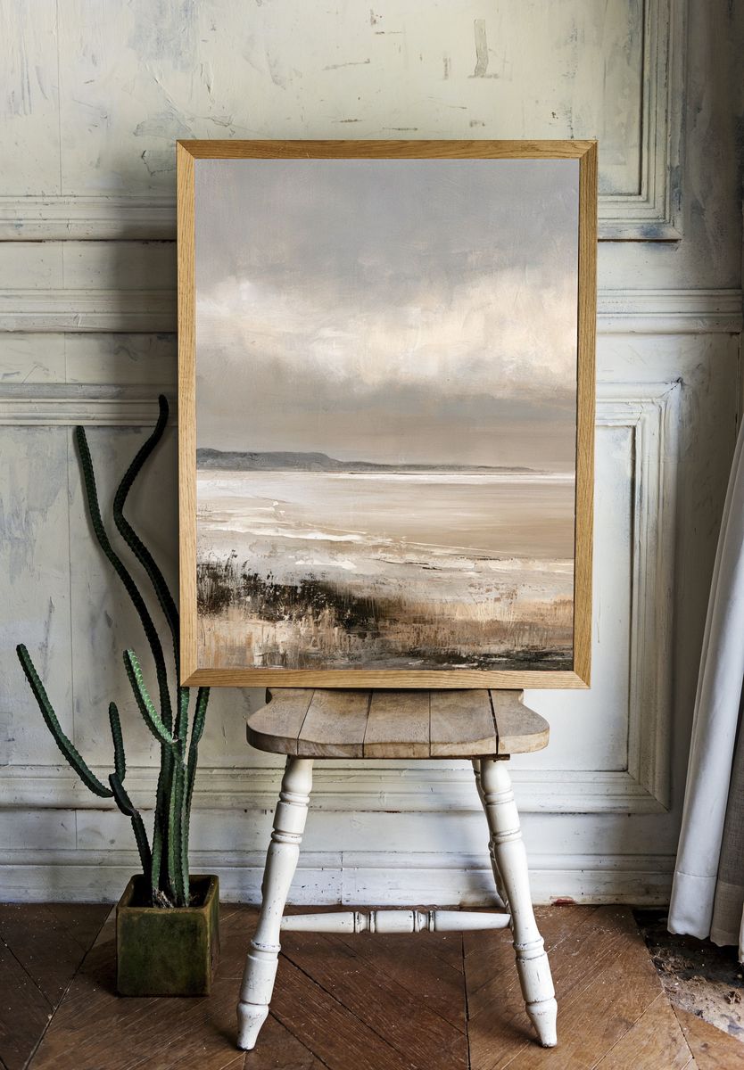 Misty Coastal Horizon Print. — room view 1