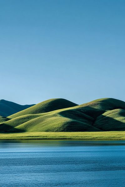 Serene Hills and Water — Nature Print