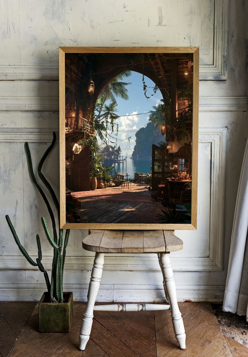 Tropical Seaside Archway Print. room preview